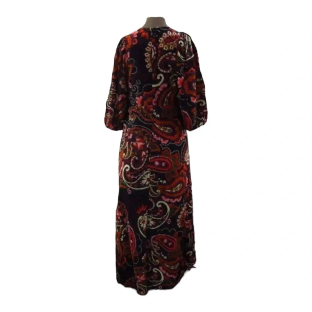 KACHEL x Anthropologie Paisley Puff Sleeve Midi Dress XS NWT Fall Boho - Picture 13 of 15